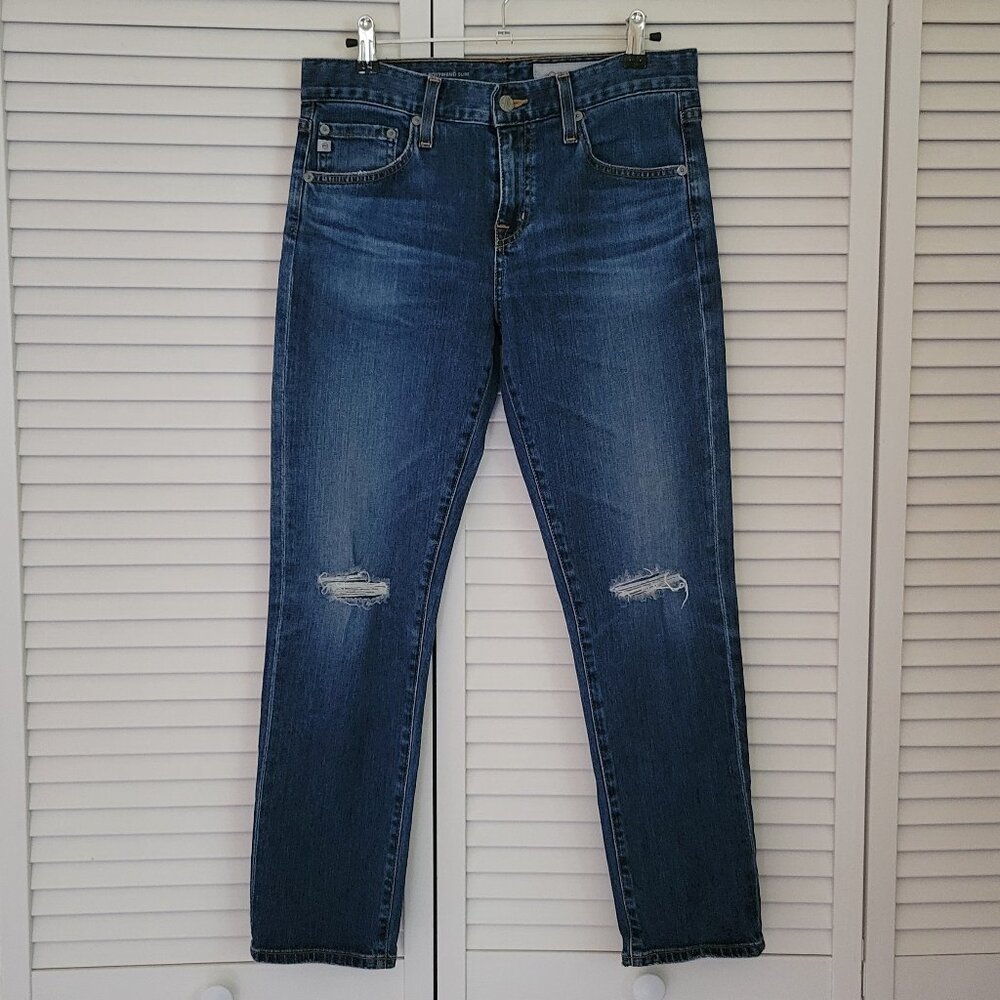 AG Ex boyfriend Slouchy Slim Crop Knee Tear Jean, 11 Years Medium Wash